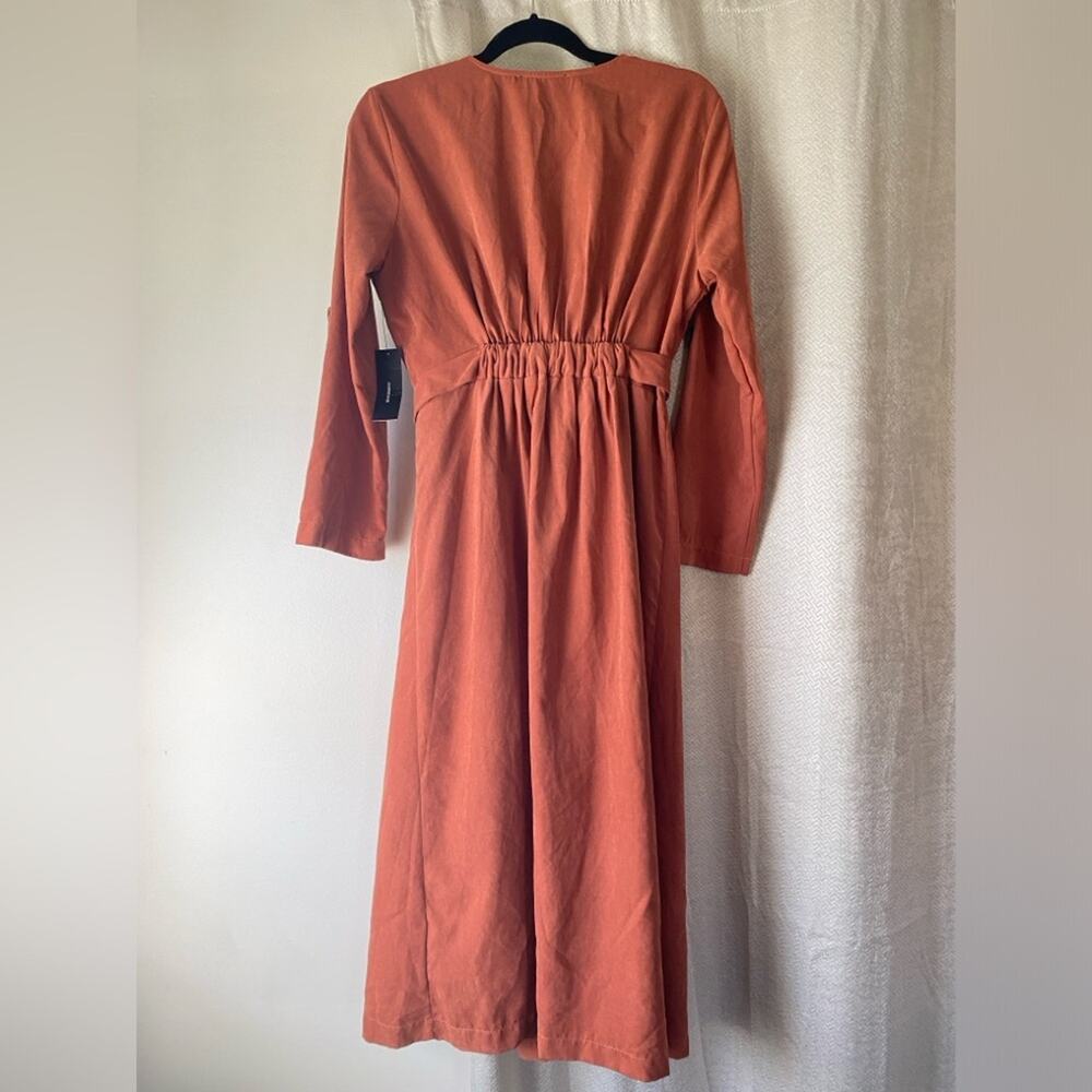 π NWT Lulus terracota vegan washed faux suede midi dress - Picture 14 of 16